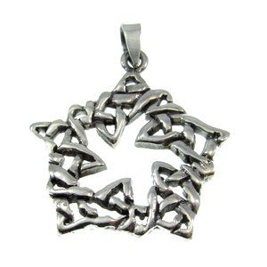 Solid 925 Sterling Silver 5 Pointed Celtic Star Pendant, Celtic Knot Pentagram